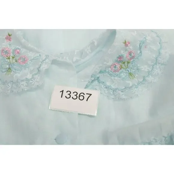 Vintage Sears House coat Robe Blue Cotton Blend Medium Button Front Girly Granny - Picture 9 of 9